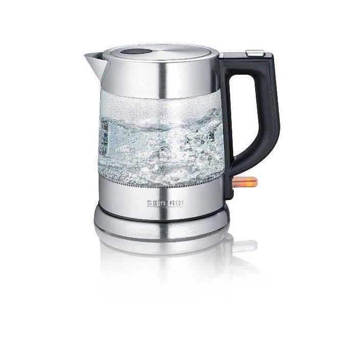 SEVERIN Bouilloire Verre 0.5L 1100W - Sans BPA, Filtre Anti-Calcaire Amovible, Ouverture Une Main, Socle 360°