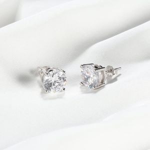 Boucles D'Oreilles Homme Femme Diamant Carré Argent 925 - 4mm à 8mm