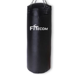 LangRay Sac de Frappe de Boxe 100 cm Noir Sac de Boxe Lourd Non-Rempli en Cuir avec Kit de Montage Rotatif pour Adolescents et Adultes