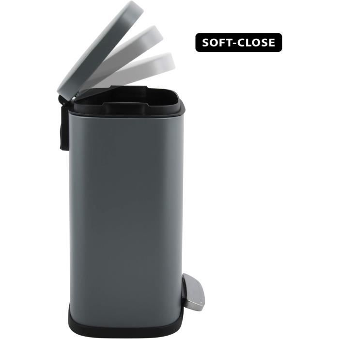 Poubelle 3 ou 5 litres Acier Inoxydable Fermeture Douce avec récipient Poubelle 3 ou 5 litres Acier Inoxydable Fermeture Douce avec récipient