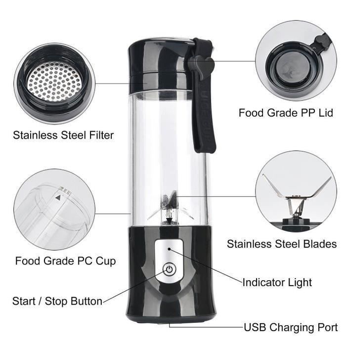 Mixeur Portable Liphier - Mini Blender USB Rechargeable Pour Smoothies Et Jus