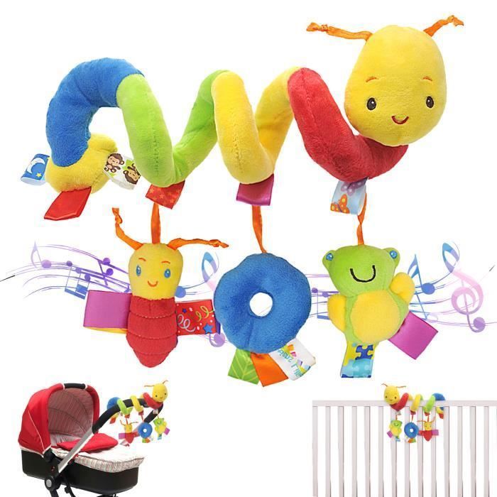 Jouet En Spirale Suspendu Pour Poussette – Peluche Avec Hochets, Anneau De Dentition, Motifs Chenille, Cerf Ou Tigre, Dès 0 à 3 Ans