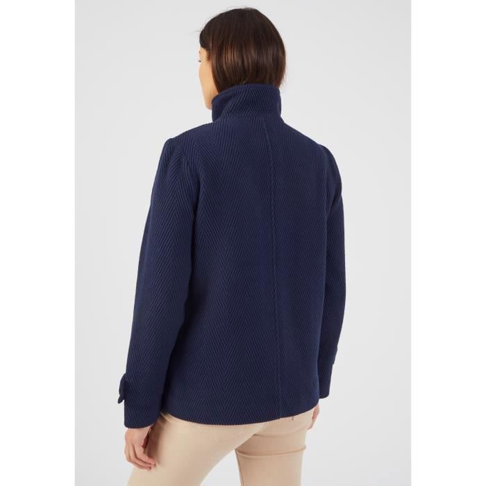 Manteau Damart Paletot lainage chaud motif chevrons Thermolactyl Marine Fonce Marine fonce Cdiscount Pret a Porter