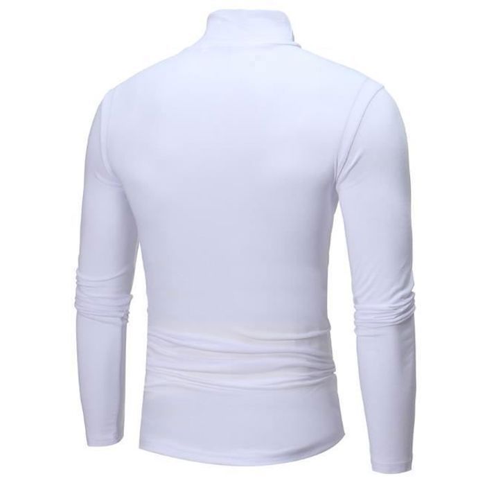 T-Shirt Thermique Homme Manches Longues Col Roulé - Sous-Vêtement Chaud D'Hiver, Couche De Base Sport & Quotidien