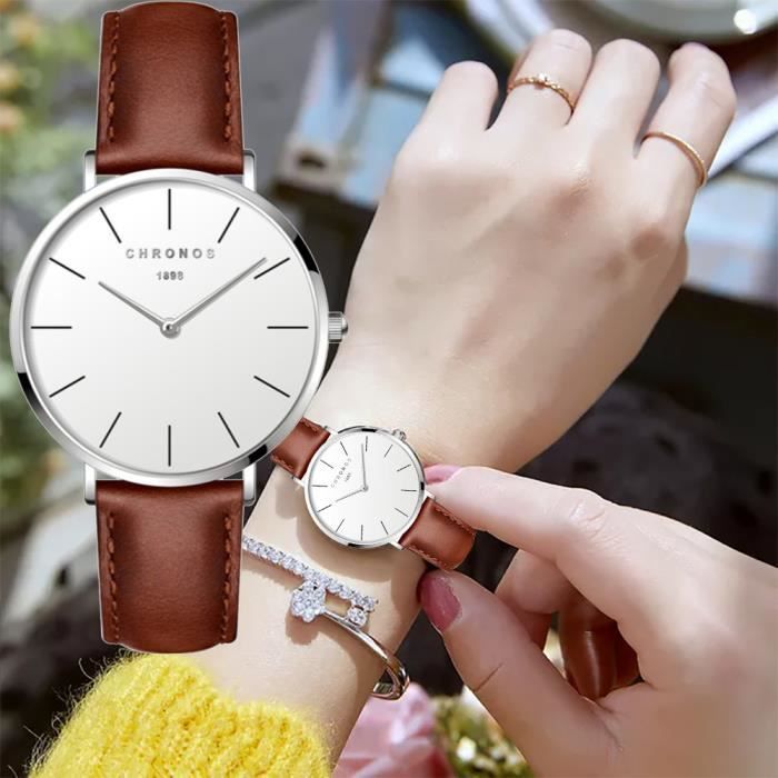 Montres pour Femme Quartz Chic Mode Bracelet Marron