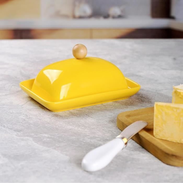 Beurrier avec couvercle, porte-beurre scellable en céramique avec couteau,  grand bac à rangement, récipient à beurre en[S638]