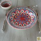 Service à Couscous 8 Personnes - Assiettes Creuses + Plat Tebsi + Cocotte - Céramique Bakir Rouge