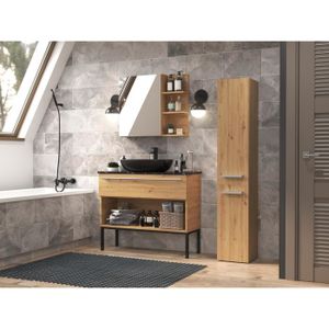 Meuble Salle De Bain étroit Willonin - Armoire Gain De Place Blanc, étagères Réglables, Pieds étanches 26x22x118cm