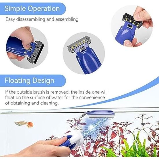 Nettoyant Magnétique Pour Vitres D'aquarium - Aimant Puissant - Pour Petits Aquariums Jusqu'à 60 Cm - 4 Tailles