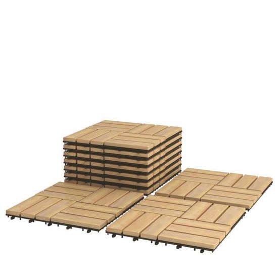 dreamade 10x dalles de terrasse en bois d acacia avec systeme d emboitement et de drainage convient pour patio balcon 30x30x2cm cdiscount bricolage