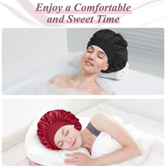 Bonnet en satin pour femme noire - bonnet en soie pour cheveux bouclés -  bonnet en satin pour dormir - écharpe doublée de sat[589] - Cdiscount Au  quotidien