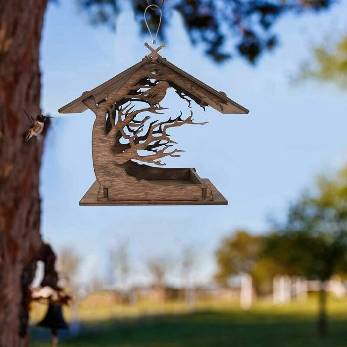 Mangeoire à Oiseaux En Bois En Forme De Cœur – Pour Jardin Ou Balcon – Design Résistant Aux Intempéries – Avec Guide D’alimentation
