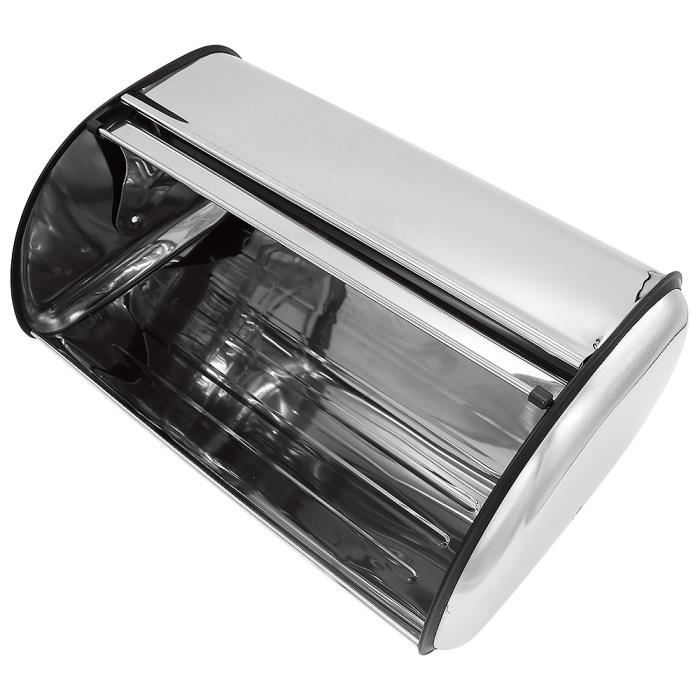 Boîte à Pain En Acier Inoxydable - Métal Blanc, Couvercle Roulant, Pour Cuisine Ou Boulangerie - 6