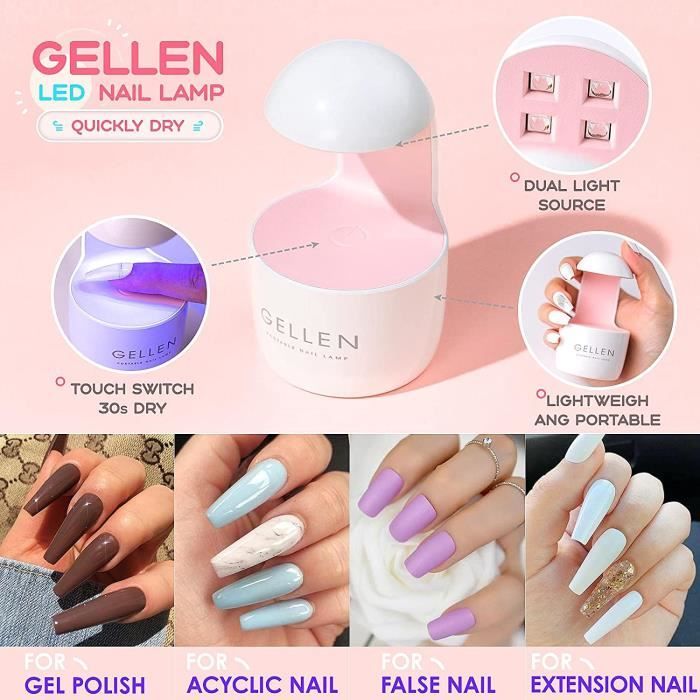 Colle Gel Extention Lampe UV LED Portable Top Base Coat et Faux Ongles Capsules Amande Lot 240pcs Nail Tips Outils DIY Nail 13 Cdiscount Au quotidien