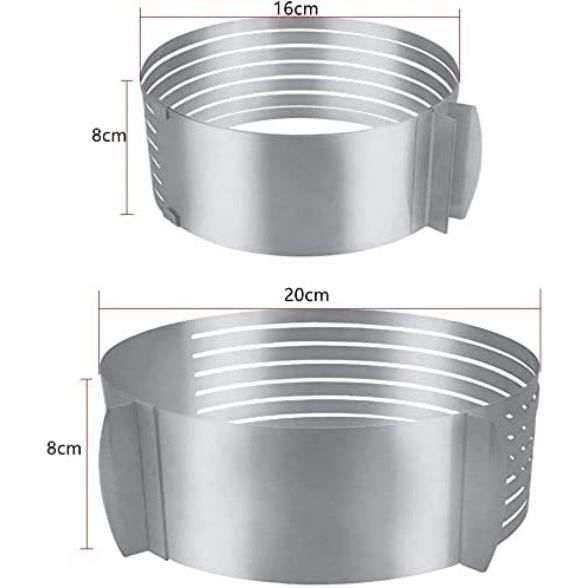 Lot De 2 Cercles à Tarte Réglables Inox - Hauteur 6 & 8.5 Cm, Ø16-30 Cm - Parfait Gâteau Mousse, Entremets & Décoration