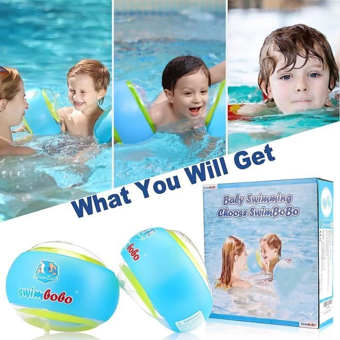 Brassard de natation enfant - Triple sécurité - Bleu - PVC non toxique