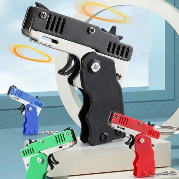 Mini Pistolet à élastique 4 Couleurs Choisir Rouge Vert Bleu Noir Activités  de Plein air pour Enfants Adultes