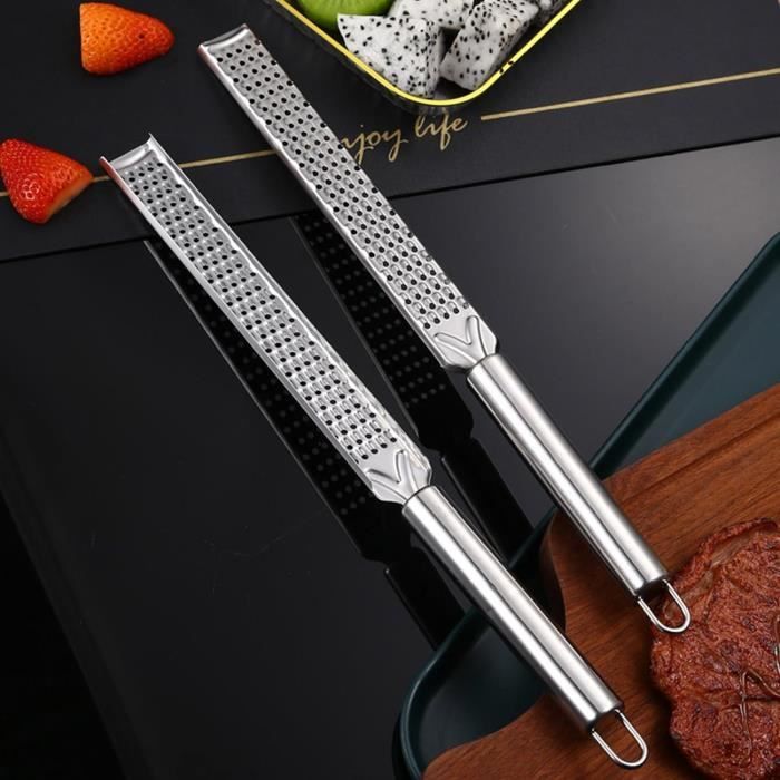 Râpe à Fromage Ronde MENASTYL - Acier Inoxydable, Poignée Bois, Hauteur 24 Cm - Différentes Tailles De Râpage