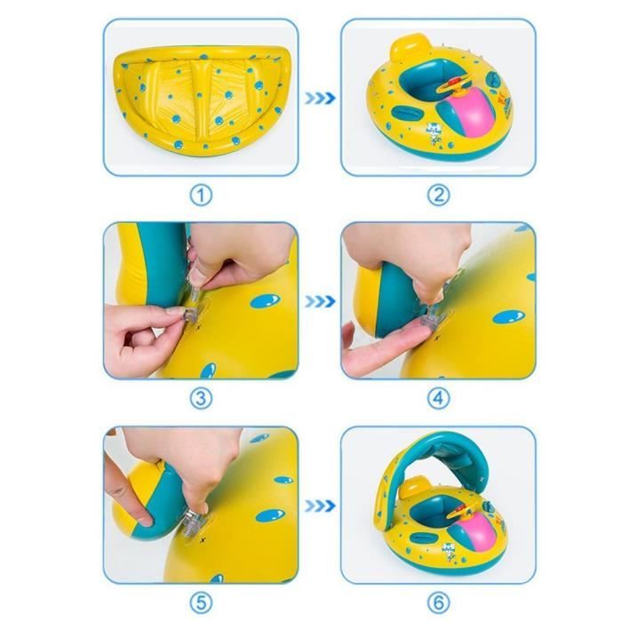 Bouée Bébé Myir JUN Réglable – Flotteur Piscine Gonflable Pour Enfants 3-12 Mois, Orange, Taille S, Avec Gonfleur Et Réparation
