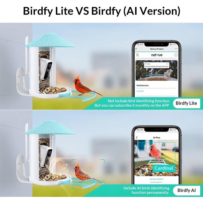 Mangeoire à oiseaux solaire sans fil avec caméra, caméra extérieure,  capture automatique, maison de mangeoires à oiseaux 1080P avec caméras,  AI-Smart identifie les espèces d'oiseaux, lorsque les oiseaux sont détectés  - AliExpress