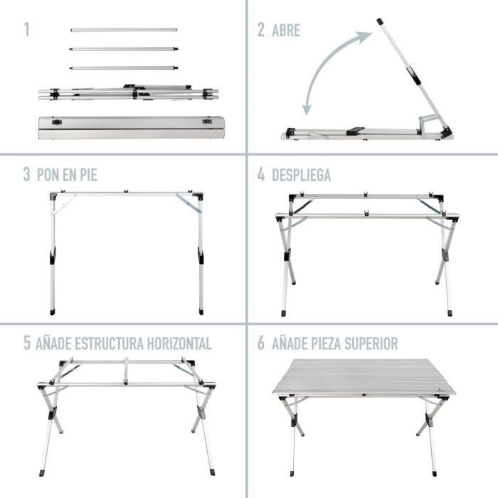 Table Pliante Aluminium Extérieur 70x40 Cm - Portable Pour Camping, Plage, Pique-nique - Support 40 Kg - 10