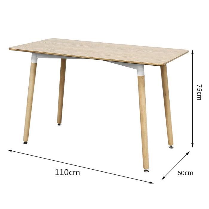 Ensemble Table à manger + 4 chaises similicuir blanc, Willonin® Style  scandinave - L 110 x P 60 x H 75 cm - Cdiscount Maison