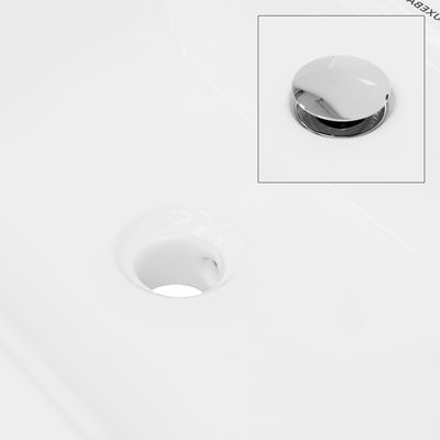 ECD Germany Lavabo Vasque En Céramique Blanc 350x205x125 Mm Rectangulaire, Bonde Incluse En Céramique/Acier, Trou Pour Robinet à Droite, Mini Lave-Mains Angulaire à Poser De Salle De Bain Toilette