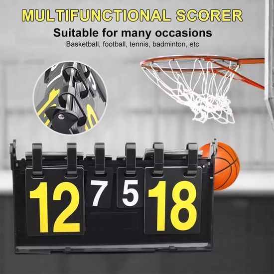Tableau De Score Manuel Flip Pour Basketball - Double Face, Portable, Robuste PVC, Pour Matchs, Soirées Jeux Sportifs