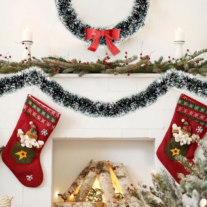 Guirlande de Noël 10 m vert et blanc Guirlande de sapin de Noël décorative Guirlande de sapin artificiel Vert sapin Pour escalier, - Maison Guirlande de Noël 10 m vert et blanc Guirlande de sapin de Noël décorative Guirlande de sapin artificiel Vert sapin Pour escalier, - Maison