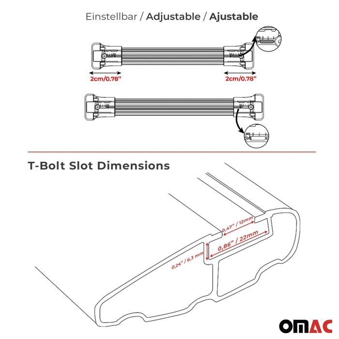 Barres De Toit OMAC Pour Peugeot Partner Tepee 2008-2018 L1 - Aluminium Noir, Capacité 75kg