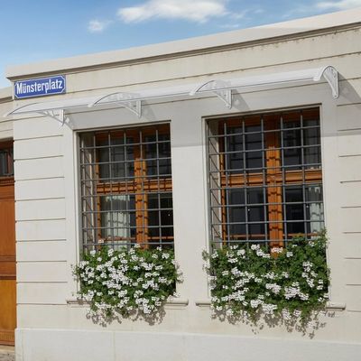 Marquise De Porte D'Entrée Polycarbonate 90x120cm - Auvent Protection UV Pluie Neige Transparent