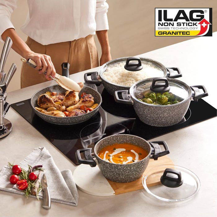 Karaca Gris Bio Granit 7 Casseroles Revêtement Antiadhésif