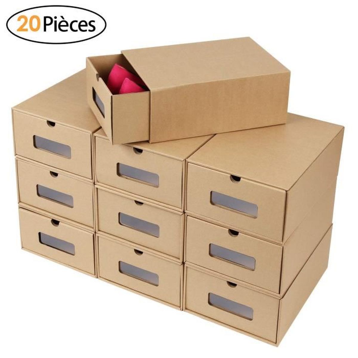 Mvpower 20 Pcs Boite A Chaussures En Papier Epais Kraft Boite De
