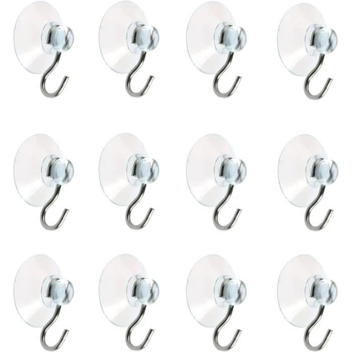 Lot de 12 Crochet Muraux avec Ventouse d