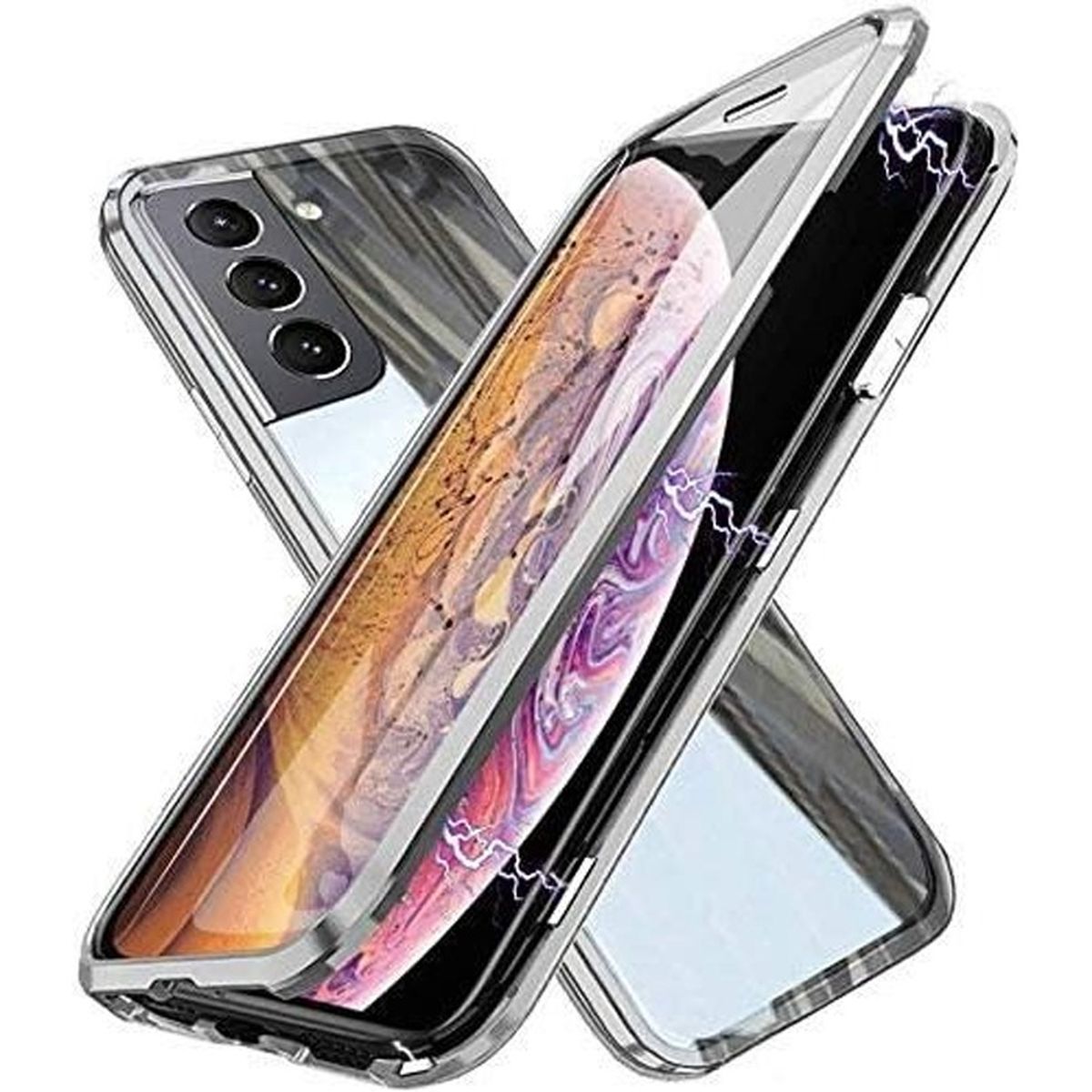 Supdeal Coque pour Samsung Galaxy S21 Noir 6,2 Étui de Téléphone Antichoc avec 360 Degrés Anneau Support Magnétique Protection Bumper Housse Anti Rayures