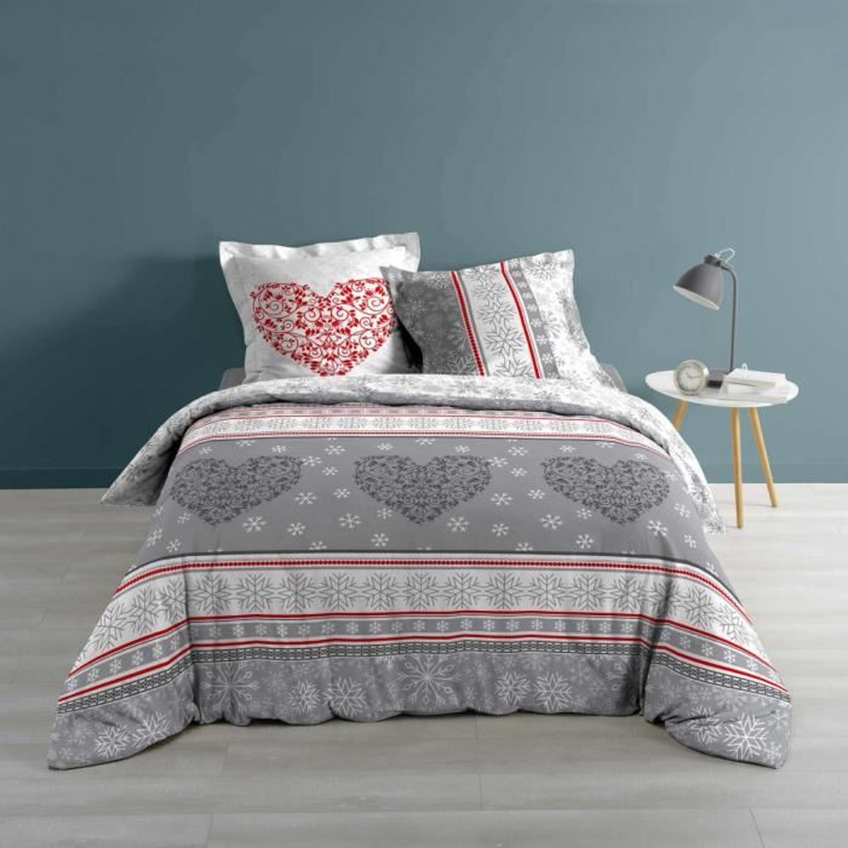 2 taies 100/% COTON 57 fils 240 x 260 Housse de couette TON DE BLEU MARINE