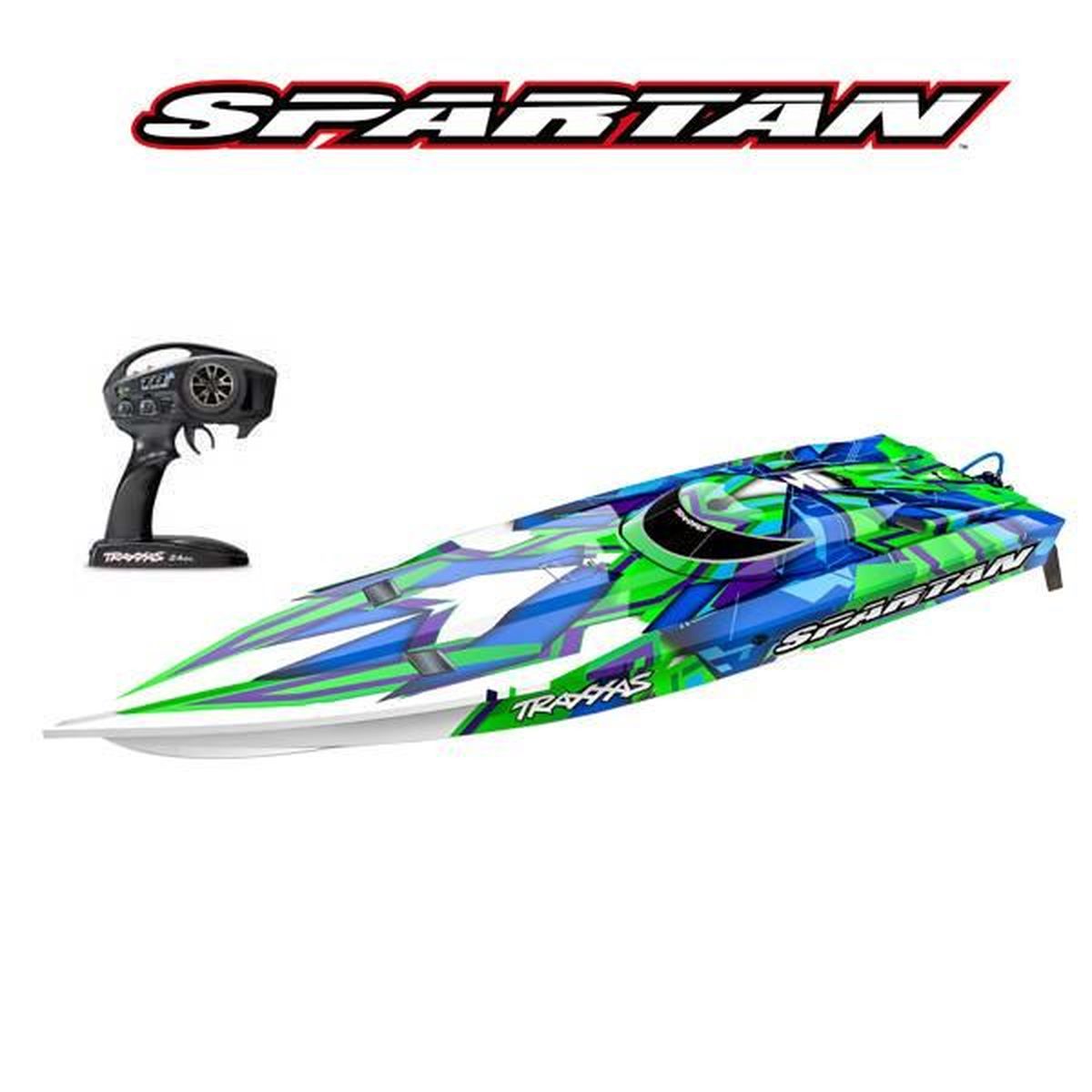 Bateau radiocommand?� Spartan Offshore TSM vert sans batterie ni chargeur - Traxxas - Cdiscount 