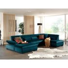 LISA DESIGN Vermont - canapé panoramique d'angle droit - 7 places - XXL - en velours - Bleu canard