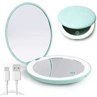 Miroir Lumineux de Poche, Grossissant 1x / 10x – LED Miroir à Main de Maquillage, USB Miroir de maquillage portable de voyage