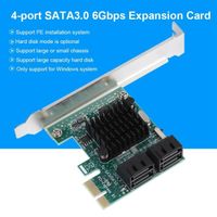 Carte d'extension SATA 3.0, adaptateur de carte contrôleur PCIE vers SATA 3.0 à 4 ports 6G-CWU