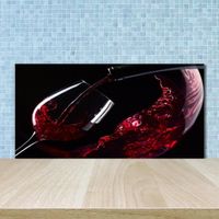 Tulup 100x50cm Crédence de cuisine sur verre sécurité:- Nourriture boissons - Vin Rouge - Rouge