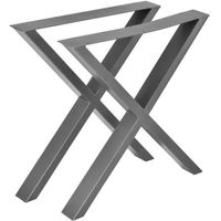 [en.casa] Set de 2 pieds de table Pied de meuble Métal Forme X Pied de table à manger Gris acier 69 x 72 cm Avec protecteur de sol