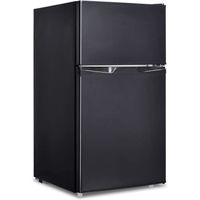 GOPLUS 95L Réfrigérateur Double Porte, Réfrigérateur 68L, Congélateur 28L, Thermostat Réglable avec LED, 45 x 48 x 85 CM, Noir