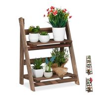 Relaxdays étagère escalier fleurs,  escalier fleurs en bois , pliable, échelle plantes, brun foncé - 4052025931414