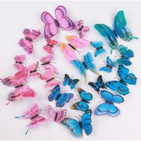 BETESSIN 12pcs Papillons Décoratifs Avec Fil De Fer Papillon Artificiel 3D Blanc Papillon Décoration Aile Pour Salon Chambre Cuisine Fenêtre Chambre Jardin