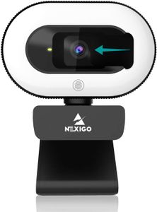 WEBCAM 1080P Webcam avec Anneau Lumineux et Couvercle de 