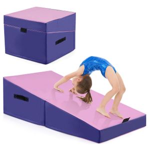 Tapis De Gym Incliné COSTWAY - 150x75x35 Cm - Pliable Avec Poignées - PVC Et Mousse EPE