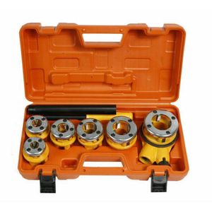 FILIERE - BUSE - TARAUD Kit de filetage pour tuyau de plombier manuel à 6 matrices - Coffret tarauds et filières Hoteche 271004