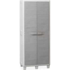 ARMOIRE Armoire - WOODY - haute en résine effet bois - 2 portes - Gris - Contemporain