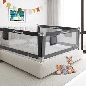 Kids Supply Barrière de lit [180x80 cm]- Barrière de lit sûre et réglable  en hauteur [70-90 cm] - Protection antichute pour lit d'enfant & lit de